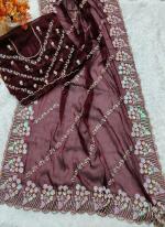 Jimmi Choo Brown Traditional Wear Sequinned Saree